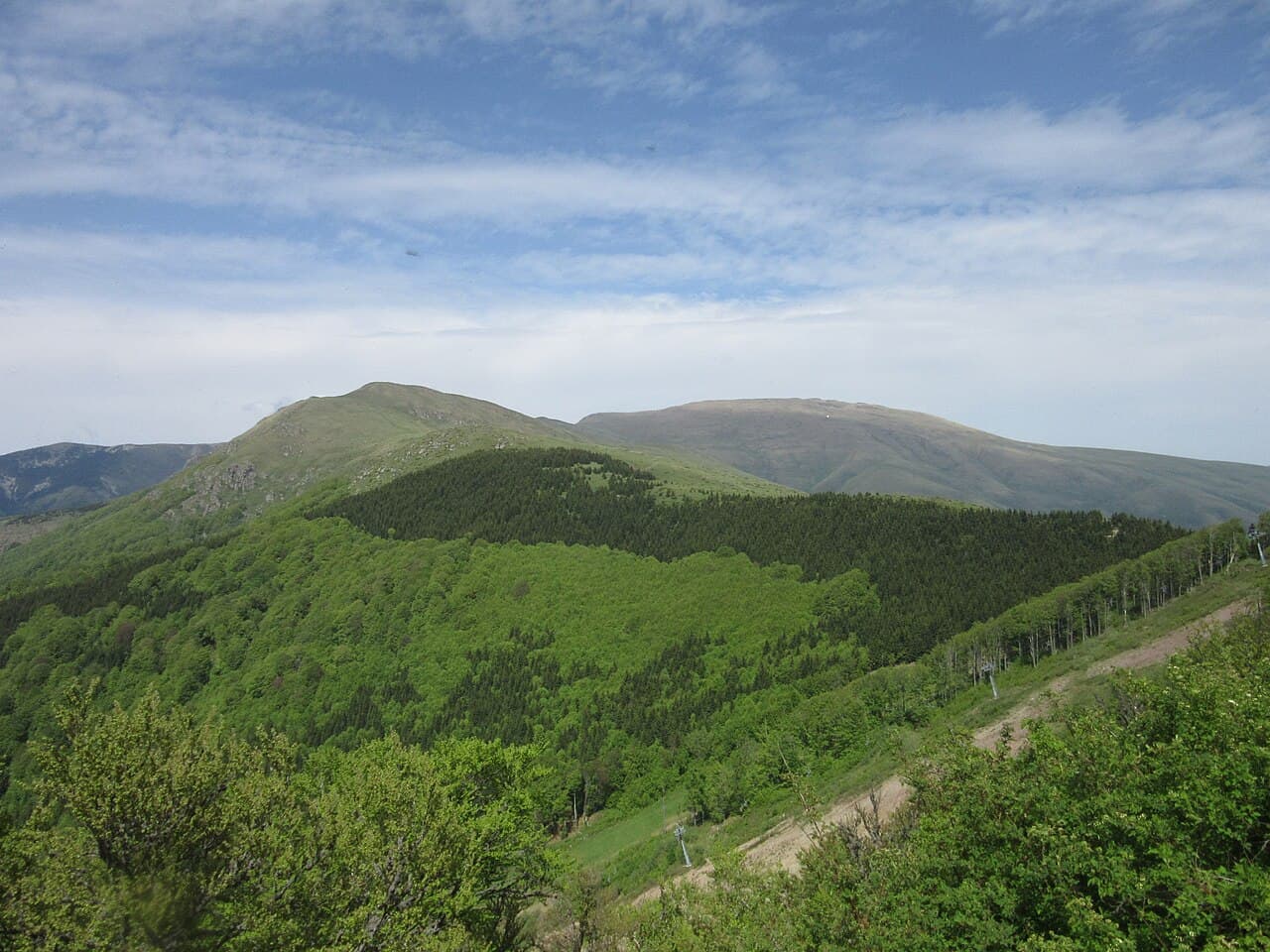 Prostrani pašnjaci i greben ka vrhu Midžor (2.169 m) na granici sa Bugarskom